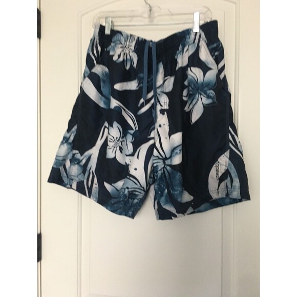 Speedo Men's Large Floral Print Swim Board Shorts Drawstring Swim Wear
